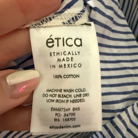 Etica Blue and White Striped Button Down Shirt - Picture 6 of 11